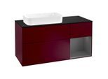 Villeroy und Boch Finion Waschtischunterschrank G282GKHB 120cm, Abdeckplatte black matt, Emotion, Regal rechts Anthracite matt, Peony Matt