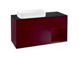 Villeroy und Boch Finion Waschtischunterschrank G282HBHB 120cm, Abdeckplatte black matt, Emotion, Regal rechts Peony, Peony Matt