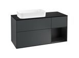 Villeroy und Boch Finion Waschtischunterschrank G282PDHG 120cm, Abdeckplatte black matt, Emotion, Regal rechts Black matt lacquer, Midnight Blue Matt Lacquer