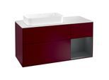 Villeroy und Boch Finion Waschtischunterschrank F281HGHB 120cm, Abdeckplatte white matt, Regal rechts Midnight Blue Matt Lacquer, Peony Matt