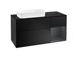 Villeroy und Boch Finion Waschtischunterschrank F282HGPD 120cm, Abdeckplatte black matt, Regal rechts Midnight Blue Matt Lacquer, Black matt lacquer