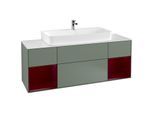 Villeroy und Boch Finion Waschtischunterschrank G211HBGM 160cm, Abdeckplatte white matt, Emotion, Regale Peony matt lacquer, Olive Matt Lacquer