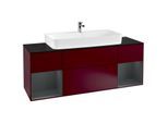 Villeroy und Boch Finion Waschtischunterschrank F212HGHB 160cm, Abdeckplatte black matt, Regale Midnight matt lacquer, Peony Matt