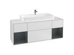 Villeroy und Boch Finion Waschtischunterschrank F211HGMT 160cm, Abdeckplatte white matt, Regale Midnight matt lacquer, White matt lacquer