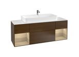 Villeroy und Boch Finion Waschtischunterschrank F211PCGN 160cm, Abdeckplatte white matt, Regale Oak Veneer, Walnut veneer