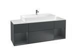 Villeroy und Boch Finion Waschtischunterschrank F211HGHG 160cm, Abdeckplatte white matt, Regale Midnight matt lacquer, Midnight Blue Matt Lacquer