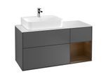 Villeroy und Boch Finion Waschtischunterschrank G151GNGK 120cm, Abdeckplatte white matt, Emotion, Regal links Walnut veneer, Anthracite matt