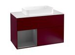 Villeroy und Boch Finion Waschtischunterschrank F241GKHB 100x60,3cm, Abdeckplatte white matt, Regal links Anthracite matt, Peony Matt