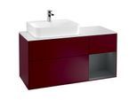 Villeroy und Boch Finion Waschtischunterschrank G151HGHB 120cm, Abdeckplatte white matt, Emotion, Regal links Midnight Blue Matt Lacquer, Peony Matt