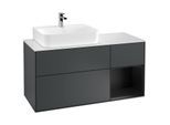 Villeroy und Boch Finion Waschtischunterschrank G151PDHG 120cm, Abdeckplatte white matt, Emotion, Regal links Black matt lacquer, Midnight Blue Matt Lacquer