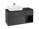 Villeroy und Boch Finion Waschtischunterschrank G152PDHG 120cm, Abdeckplatte black matt, Emotion, Regal links Black matt lacquer, Midnight Blue Matt Lacquer