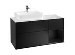 Villeroy und Boch Finion Waschtischunterschrank F151PDPD 120cm, Abdeckplatte white matt, Regal rechts Black matt lacquer, Black matt lacquer