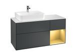 Villeroy und Boch Finion Waschtischunterschrank F151HFHG 120cm, Abdeckplatte white matt, Regal rechts Gold matt, Midnight Blue Matt Lacquer