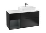 Villeroy und Boch Finion Waschtischunterschrank G141HGPD 120cm, Abdeckplatte white matt, Emotion, Regal links Midnight Blue Matt Lacquer, Black matt lacquer