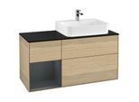 Villeroy und Boch Finion Waschtischunterschrank G142HGPC 120cm, Abdeckplatte black matt, Emotion, Regal links Midnight Blue Matt Lacquer, Oak Veneer