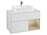 Villeroy und Boch Finion Waschtischunterschrank G121PCMT 100cm, Abdeckplatte white matt, Emotion, Regal rechts Oak Veneer, White matt lacquer