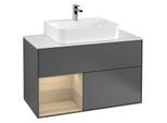 Villeroy und Boch Finion Waschtischunterschrank G111PCGK 100cm, Abdeckplatte white matt, Emotion, Regal links Oak Veneer, Anthracite matt