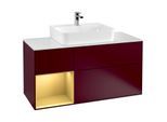 Villeroy und Boch Finion Waschtischunterschrank G161HFHB 120cm, Abdeckplatte white matt, Emotion, Regal links Gold matt, Peony Matt