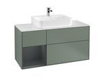 Villeroy und Boch Finion Waschtischunterschrank G161HGGM 120cm, Abdeckplatte white matt, Emotion, Regal links Midnight Blue Matt Lacquer, Olive Matt Lacquer
