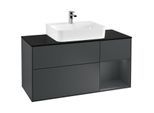 Villeroy und Boch Finion Waschtischunterschrank F172HGHG 120cm, Abdeckplatte black matt, Regal rechts Midnight Blue Matt Lacquer, Midnight Blue Matt Lacquer