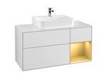 Villeroy und Boch Finion Waschtischunterschrank F171HFMT 120cm, Abdeckplatte white matt, Regal rechts Gold matt, White matt lacquer
