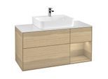 Villeroy und Boch Finion Waschtischunterschrank F171PCPC 120cm, Abdeckplatte white matt, Regal rechts Oak Veneer, Oak Veneer