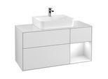 Villeroy und Boch Finion Waschtischunterschrank G171GFMT 120cm, Abdeckplatte white matt, Emotion, Regal rechts Glossy white lacquer, White matt lacquer
