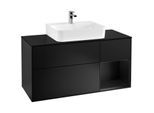 Villeroy und Boch Finion Waschtischunterschrank G172PDPD 120cm, Abdeckplatte black matt, Emotion, Regal rechts Black matt lacquer, Black matt lacquer
