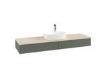 Villeroy und Boch Antao Waschtisch-Unterschrank K14153HL 160x19x50cm, Hahnlochbohrung, Waschbeckenplattenfarbe botticino, leaf green matt lacquer