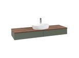 Villeroy und Boch Antao Waschtisch-Unterschrank K14052HL 160x19x50cm, Hahnlochbohrung, Waschbeckenplattenfarbe warm walnut, leaf green matt lacquer