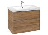 Villeroy und Boch Subway 3.0 Waschtisch-Unterschrank C574L0RH 77,2x57,6x47,8cm, mit LED/Griff Aluminium glänzend, kansas oak