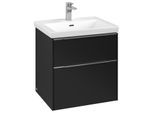 Villeroy und Boch Subway 3.0 Waschtisch-Unterschrank C57800VL 57,2x57,6x47,8cm, ohne LED/Griff Aluminium glänzend, volcano black