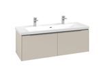 Villeroy und Boch Subway 3.0 Waschtisch-Unterschrank C601L0VN 127,2x42,9x47,8cm, mit LED/Griff Aluminium glänzend, cashmere grey
