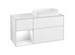 Villeroy und Boch Finion Waschtischunterschrank F271GFGF 120cm, Abdeckplatte white matt, Regal links Glossy white lacquer, Glossy white lacquer