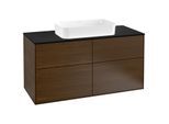 Villeroy und Boch Finion Waschtischunterschrank F26200GN 120x60,3cm, Abdeckplatte black matt, Walnut veneer