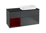 Villeroy und Boch Finion Waschtischunterschrank F272HBHG 120cm, Abdeckplatte black matt, Regal links Peony, Midnight Blue Matt Lacquer