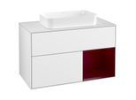 Villeroy und Boch Finion Waschtischunterschrank G251HBGF 100cm, Abdeckplatte white matt, Emotion, Regal rechts Peony, Glossy white lacquer
