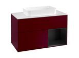 Villeroy und Boch Finion Waschtischunterschrank G251PDHB 100cm, Abdeckplatte white matt, Emotion, Regal rechts Black matt lacquer, Peony Matt