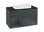 Villeroy und Boch Finion Waschtischunterschrank G242HGHG 100cm, Abdeckplatte black matt, Emotion, Regal links Midnight Blue Matt Lacquer, Midnight Blue Matt Lacquer