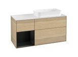 Villeroy und Boch Finion Waschtischunterschrank G271PDPC 120cm, Abdeckplatte white matt, Emotion, Regal links Black matt lacquer, Oak Veneer