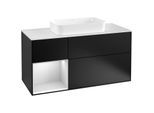 Villeroy und Boch Finion Waschtischunterschrank F291MTPD 120cm, Abdeckplatte white matt, Regal links White matt lacquer, Black matt lacquer