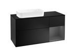 Villeroy und Boch Finion Waschtischunterschrank F282GKPD 120cm, Abdeckplatte black matt, Regal rechts Anthracite matt, Black matt lacquer
