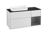 Villeroy und Boch Finion Waschtischunterschrank F282GKMT 120cm, Abdeckplatte black matt, Regal rechts Anthracite matt, White matt lacquer