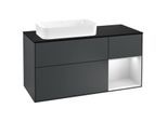 Villeroy und Boch Finion Waschtischunterschrank F282MTHG 120cm, Abdeckplatte black matt, Regal rechts White matt lacquer, Midnight Blue Matt Lacquer