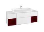 Villeroy und Boch Finion Waschtischunterschrank G211HBGF 160cm, Abdeckplatte white matt, Emotion, Regale Peony matt lacquer, Glossy white lacquer