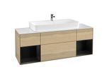 Villeroy und Boch Finion Waschtischunterschrank G211PDPC 160cm, Abdeckplatte white matt, Emotion, Regale Black matt lacquer, Oak Veneer