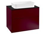 Villeroy und Boch Finion Waschtischunterschrank F22200HB 80x60,3cm, Abdeckplatte black matt, Peony Matt