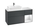 Villeroy und Boch Finion Waschtischunterschrank G151GFHG 120cm, Abdeckplatte white matt, Emotion, Regal links Glossy white lacquer, Midnight Blue Matt Lacquer