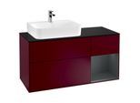 Villeroy und Boch Finion Waschtischunterschrank G152HGHB 120cm, Abdeckplatte black matt, Emotion, Regal links Midnight Blue Matt Lacquer, Peony Matt