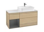 Villeroy und Boch Finion Waschtischunterschrank G141GKPC 120cm, Abdeckplatte white matt, Emotion, Regal links Anthracite matt, Oak Veneer